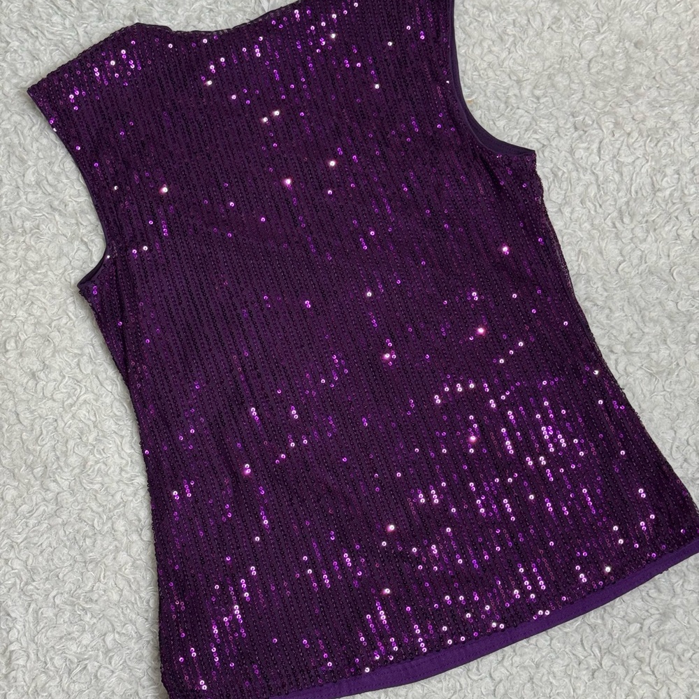 NWT Grace Karin Women’s Purple Sequin Tank Top Blouse (size S) Soft Inner Lining - Picture 8 of 8